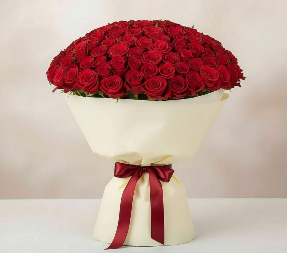 Букет 101 Красная роза Милано в Начале
