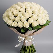 Букет 101 беля роза Белоснежка в Начале