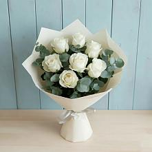 Букет Белые розы в Эвкалипте #REPLACE_PRED# Начале