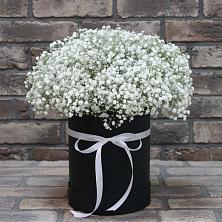 Цветочная композиция из Гипсофила в шляпной коробке в Начале